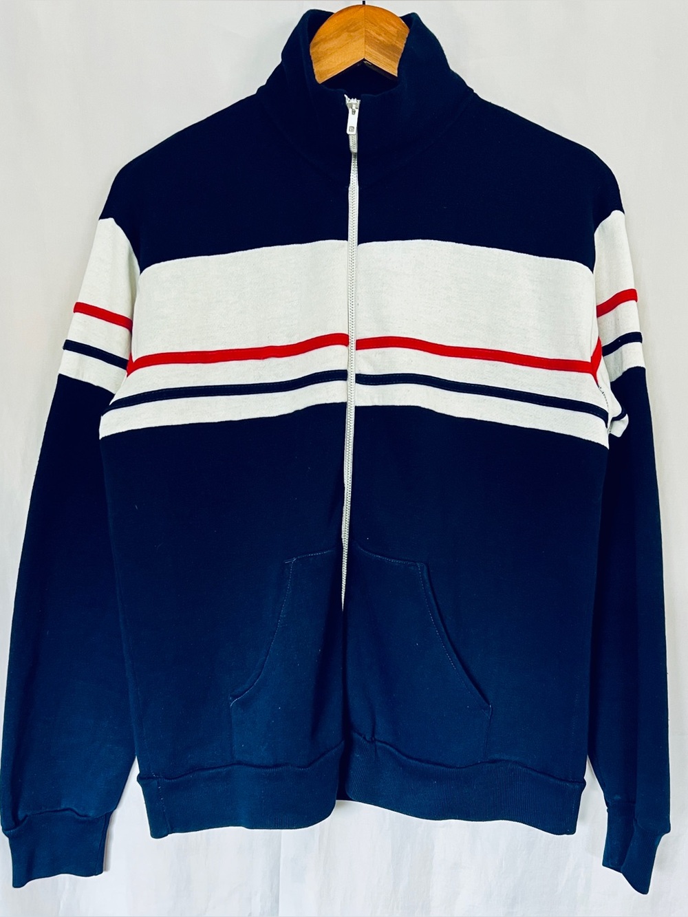 Vintage 1980s Hugo Valentino Full Zip Acrylic Kangaroo Pocket Track Jacket - L